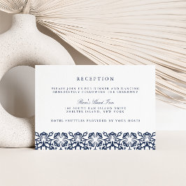 Tarjeta de Recepción de Boda Santorini | Azul Mari