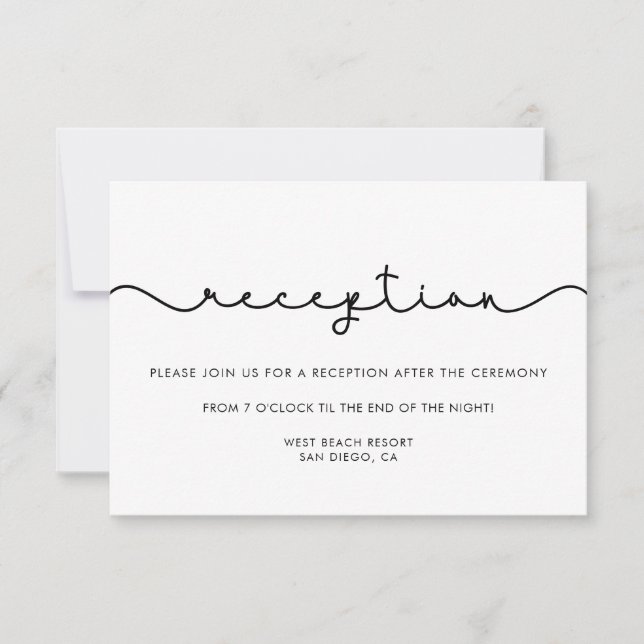Tarjeta de recepción de boda sencilla y bonita (Anverso)