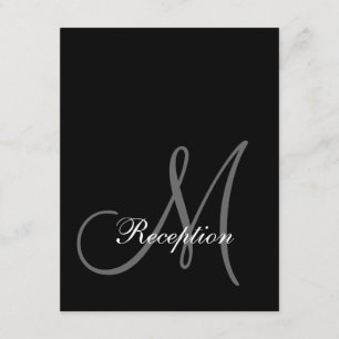 Tarjeta de recepción de boda simple con iniciales 