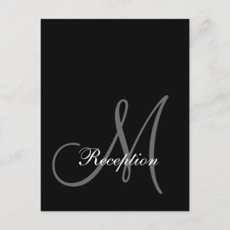 Tarjeta de recepción de boda simple con iniciales 