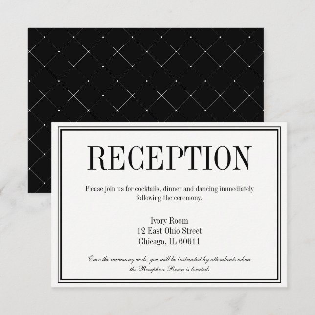 Tarjeta de recepción de boda simple y elegante (Anverso / Reverso)