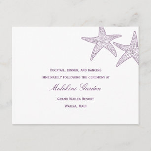 Tarjeta de recepción de boda Starfish - Púrpura