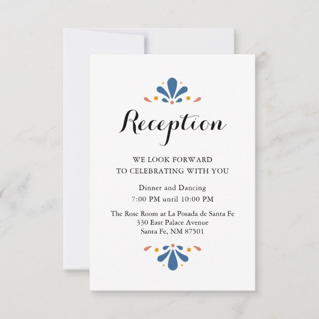 Tarjeta de recepción de boda Talavera mexicana (Anverso)