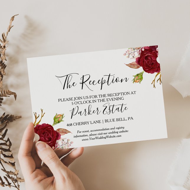 Tarjeta de recepción de boda tropical y romántica  (Subido por el creador)