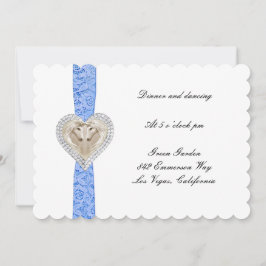 Tarjeta de recepción de boda Unicornio Azul Encaje
