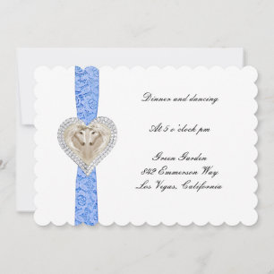 Tarjeta de recepción de boda Unicornio Azul Encaje
