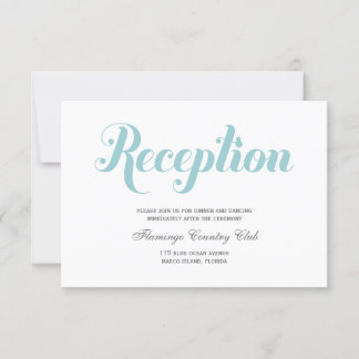 Tarjeta de recepción de boda verde menta