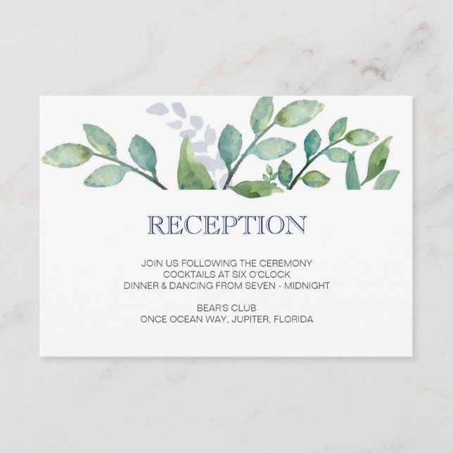 Tarjeta de recepción de boda VERDOR (Anverso)