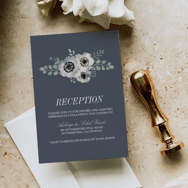 Tarjeta de recepción de bodas Anemone y Eucalyptus (Subido por el creador)