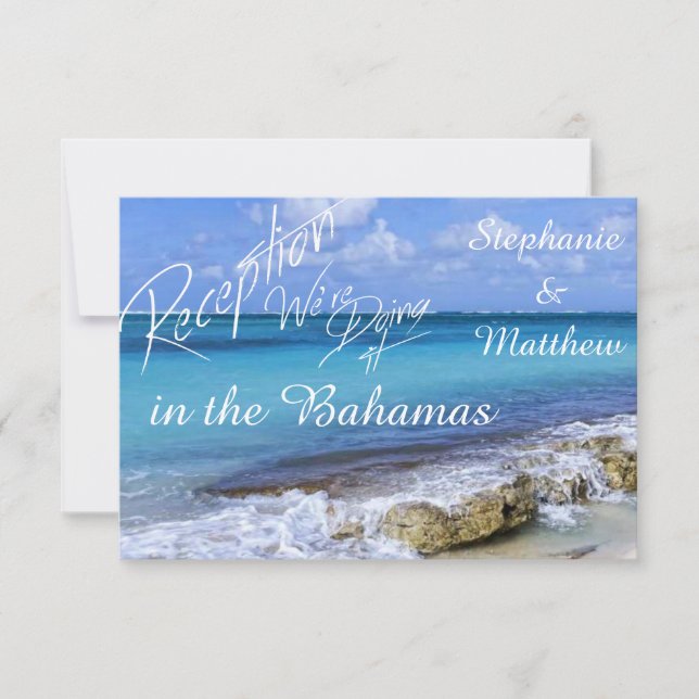 Tarjeta de recepción de bodas BAHAMAS BEACH SHORE (Anverso)