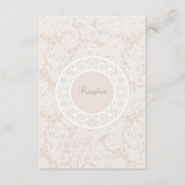 Tarjeta de recepción de bodas Champagne Ivory Lace (Anverso)