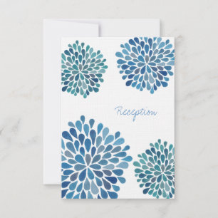 Tarjeta de recepción de bodas Color azul Dahlias