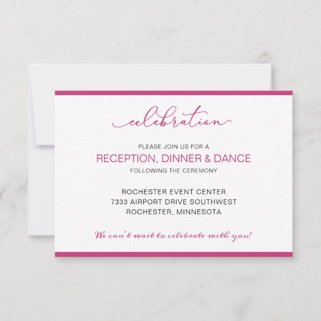 Tarjeta de recepción de bodas con breve orden de e (Anverso)