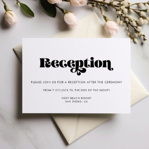 Tarjeta de recepción de bodas con escritura retro 