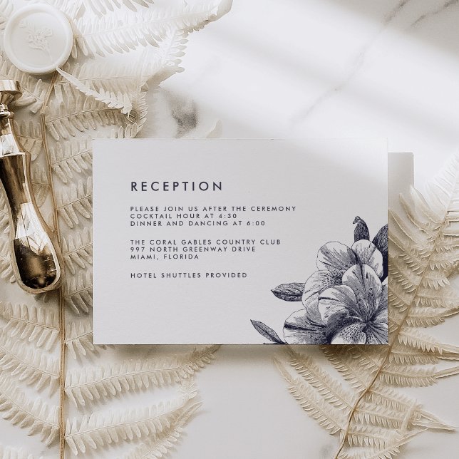 Tarjeta de recepción de bodas con orquídeas de med (Subido por el creador)