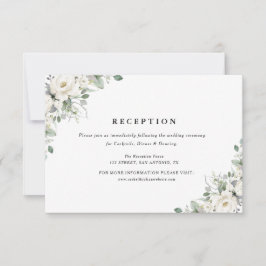 tarjeta de recepción de bodas con vegetación flora