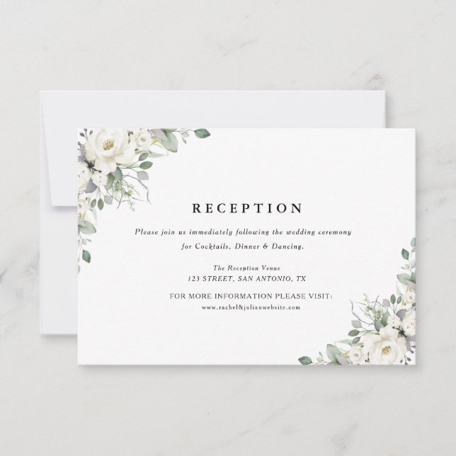 tarjeta de recepción de bodas con vegetación flora (Anverso)