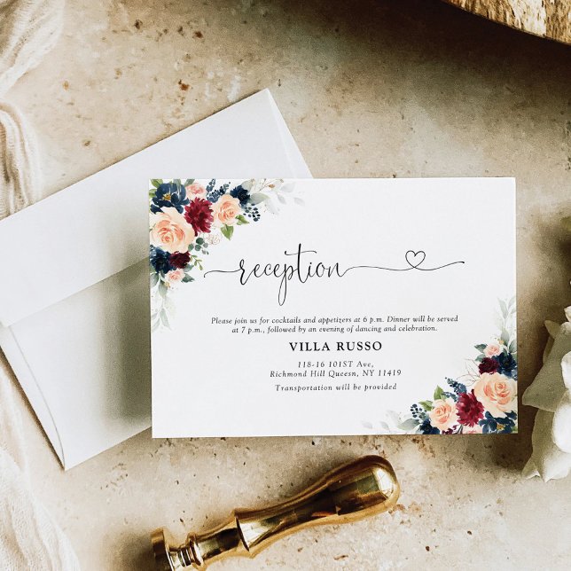 Tarjeta de recepción de bodas de Borgoña y Marina (Subido por el creador)