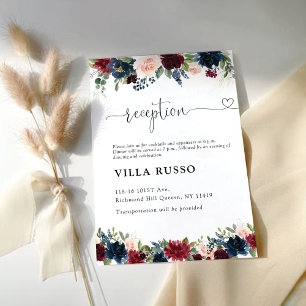 Tarjeta de recepción de bodas de Borgoña y Marina