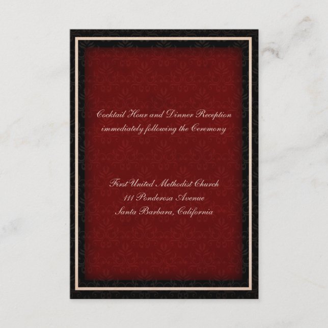 Tarjeta de recepción de Bodas de Invierno Rojo y N (Anverso)