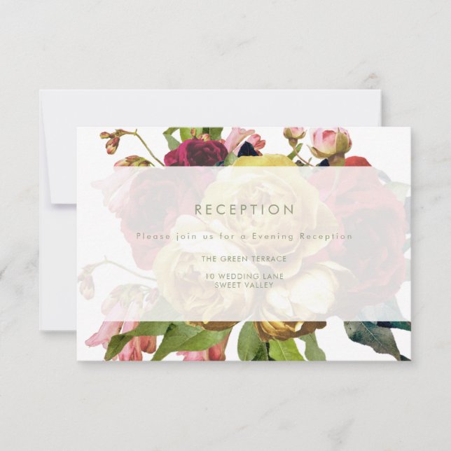 Tarjeta de recepción de bodas de jardín inglés (Anverso)