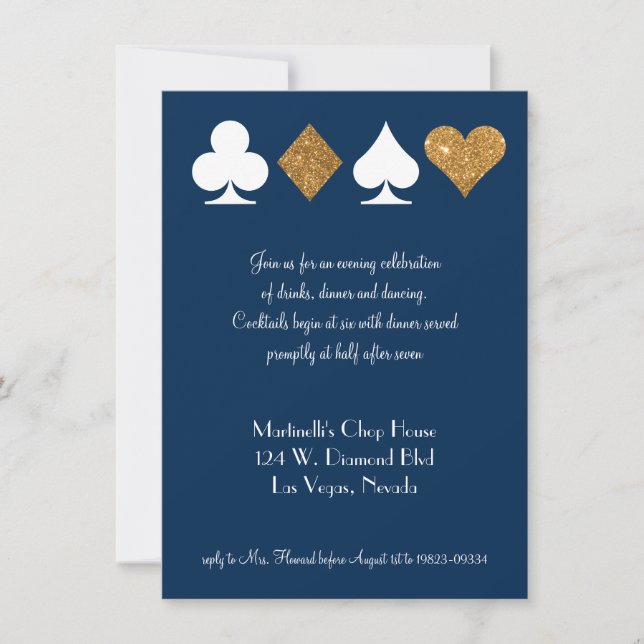 Tarjeta de recepción de Bodas de la Marina Azul La (Anverso)