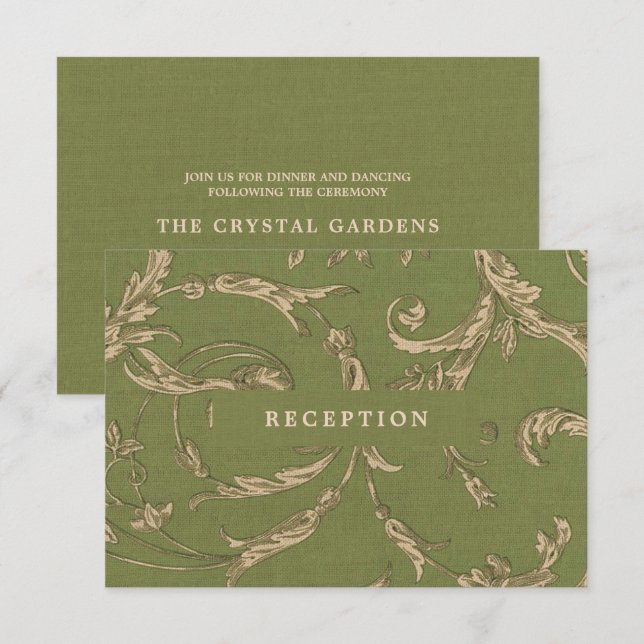 Tarjeta de recepción de bodas de patrón de venado  (Anverso / Reverso)