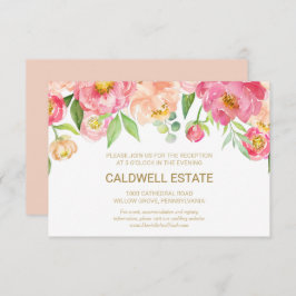 Tarjeta de recepción de bodas de peach y peony