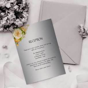 Tarjeta de recepción de bodas de rosas amarillas y