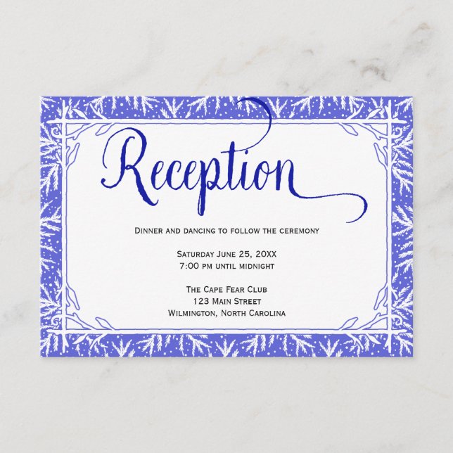 Tarjeta de recepción de Bodas de Snowflakes para I (Anverso)