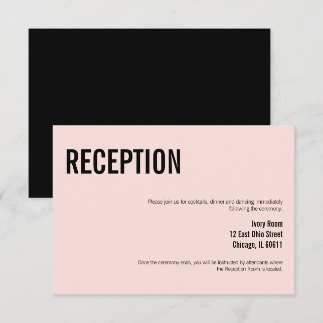 Tarjeta de recepción de bodas de tipografía simple (Anverso / Reverso)