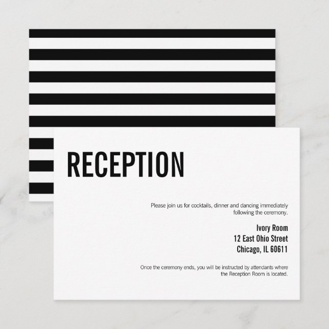 Tarjeta de recepción de bodas de tipografía simple (Anverso / Reverso)