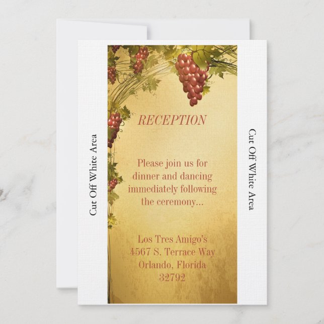 Tarjeta de recepción de bodas de viñedo (Anverso)