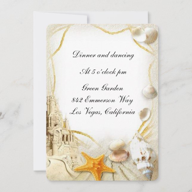 Tarjeta de recepción de bodas del castillo de aren (Anverso)