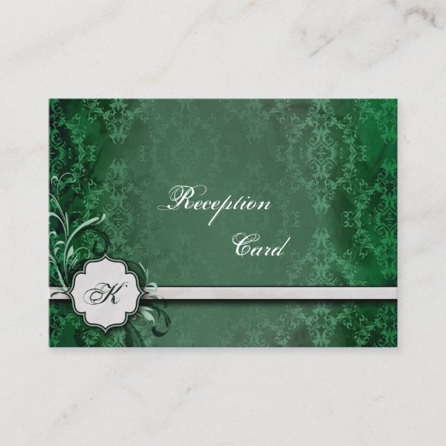 Tarjeta de recepción de bodas elegante Damasco de  (Anverso)