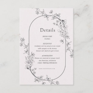 Tarjeta de recepción de bodas florales modernas es