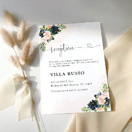 Tarjeta de recepción de bodas florales rosadas de 