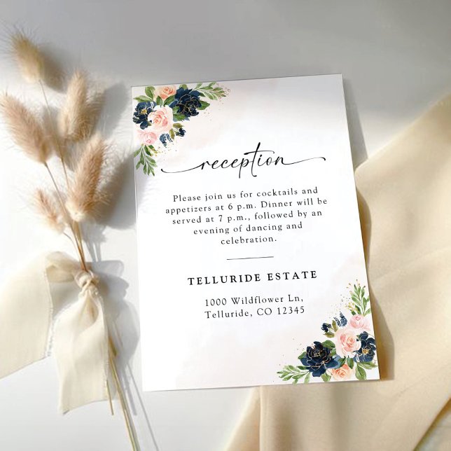 Tarjeta de recepción de bodas florales rosadas de  (Subido por el creador)