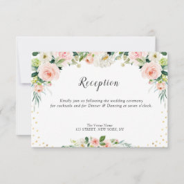 tarjeta de recepción de bodas floridas rosa