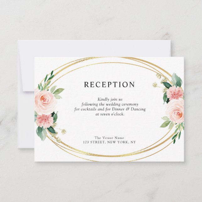 tarjeta de recepción de bodas floridas rosa (Anverso)