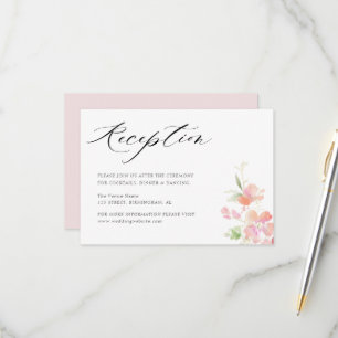 tarjeta de recepción de bodas gris rosa y floral