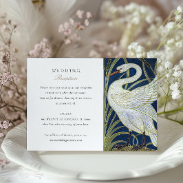 Tarjeta de recepción de bodas inspiradas en cisnes