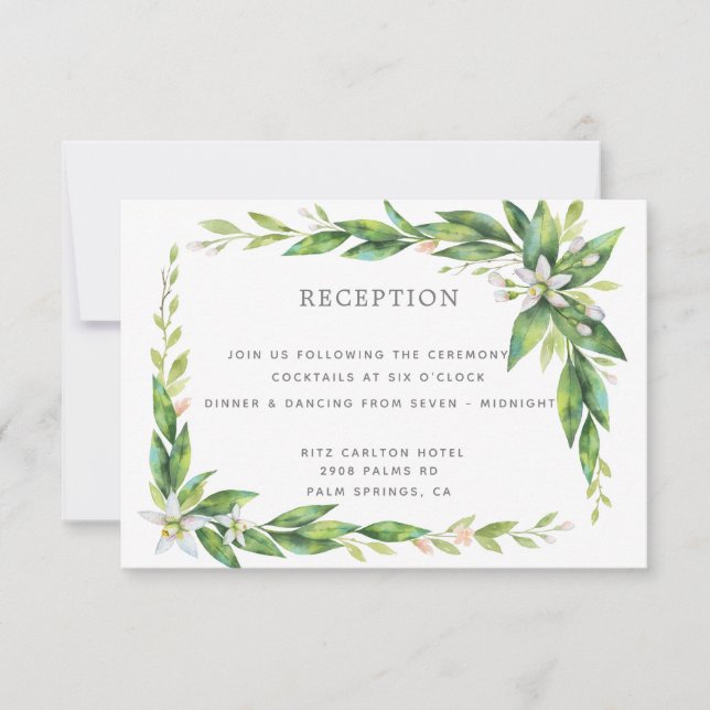 Tarjeta de recepción de bodas L'Orangerie (Anverso)