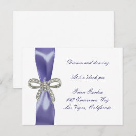 Tarjeta de recepción de bodas moradas con diamante