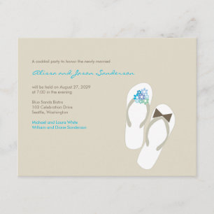 Tarjeta de recepción de bodas Mr & Mrs Flip Flops 