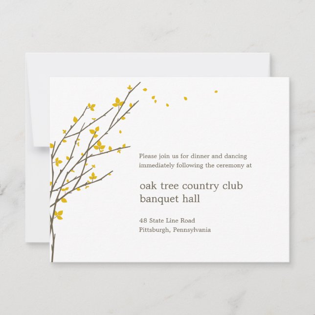 Tarjeta de recepción de bodas para ramas en flor - (Anverso)