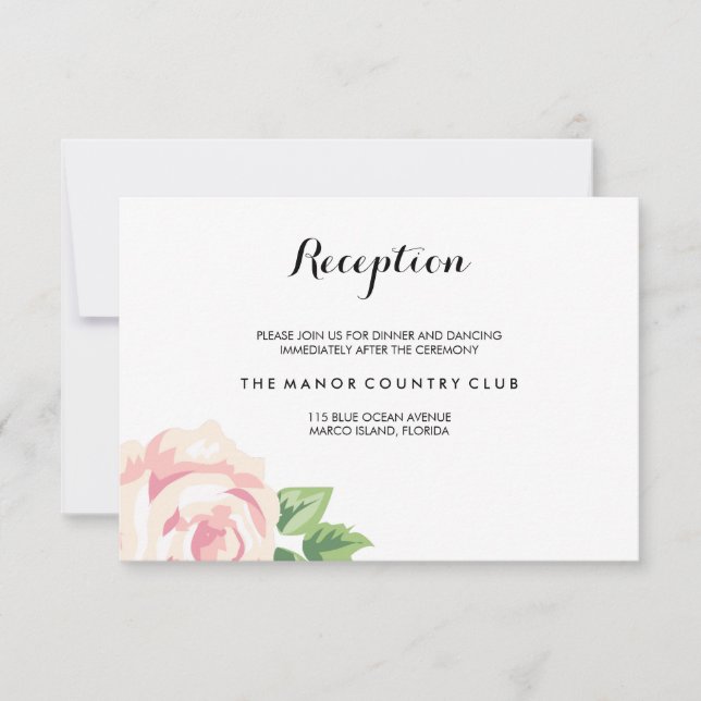 Tarjeta de recepción de bodas para Rosas de la épo (Anverso)