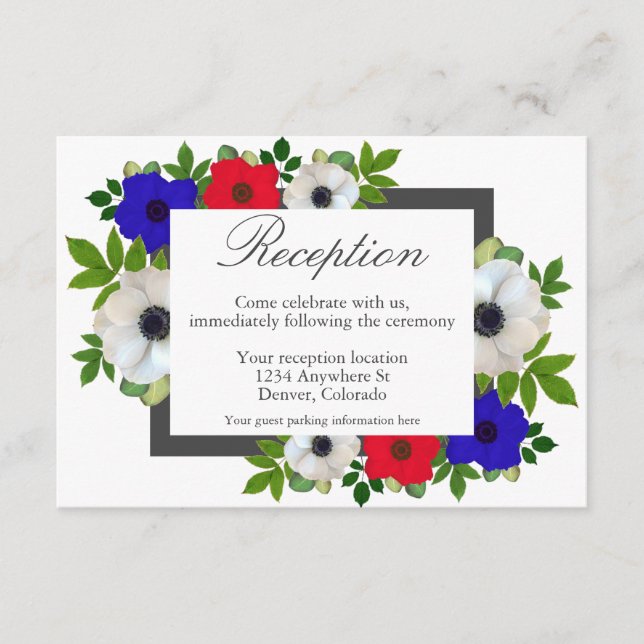 Tarjeta de recepción de bodas Patriotic Panda Anem (Anverso)