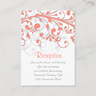 Tarjeta de recepción de bodas Resumen Gris coral f