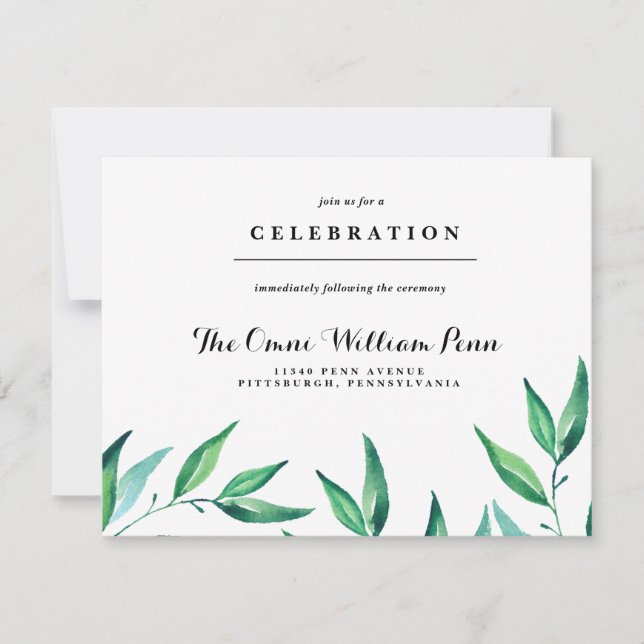 Tarjeta de recepción de bodas rusticas de invierno (Anverso)